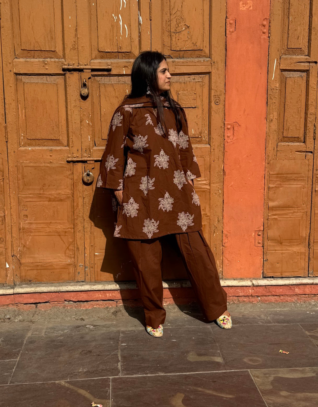 Farshi Pure Cotton Salwar Suit - Brown