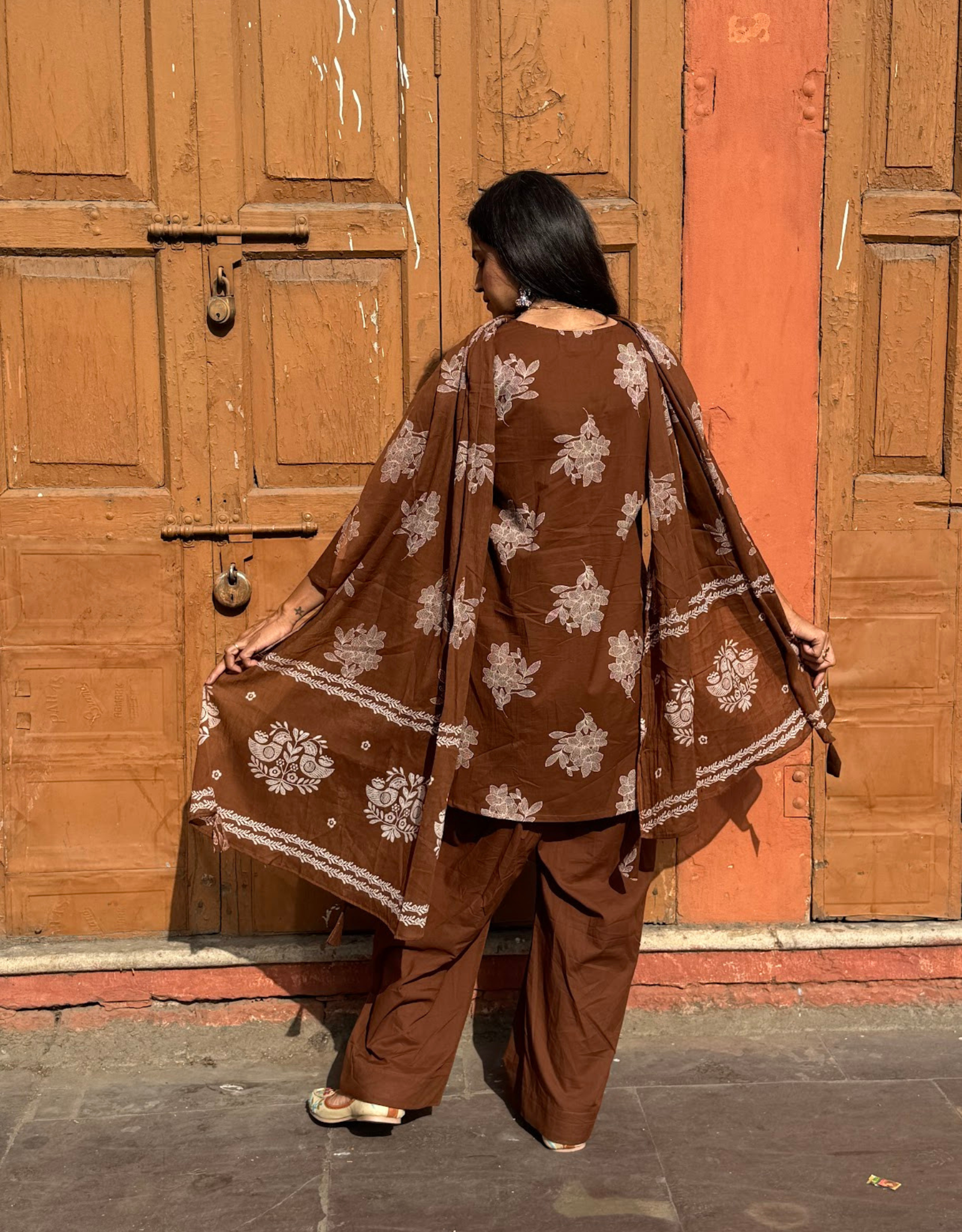 Farshi Pure Cotton Salwar Suit - Brown