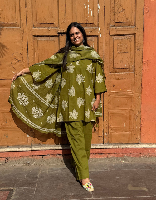 Farshi Pure Cotton Salwar Suit - Green