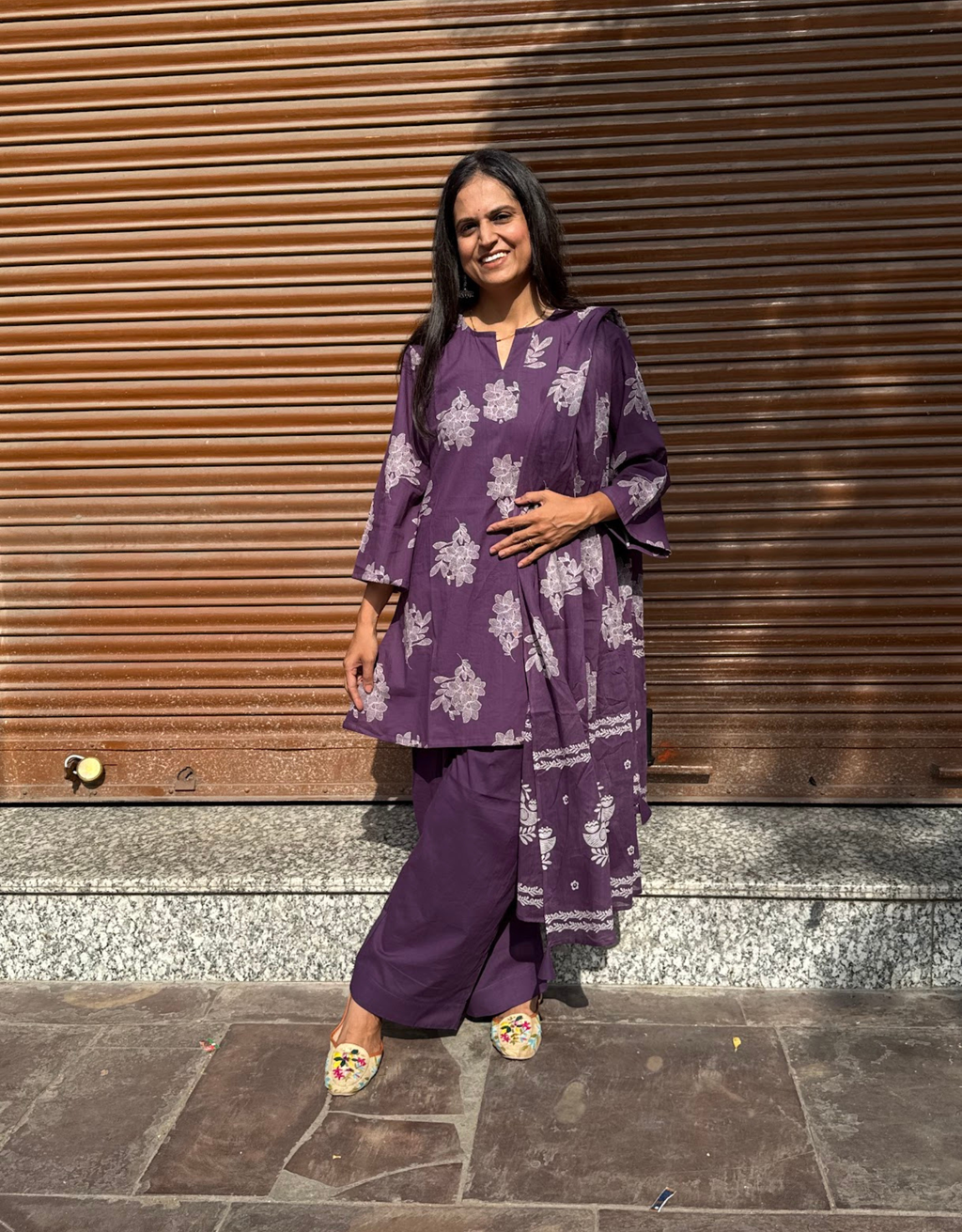 Farshi Pure Cotton Salwar Suit - Purple