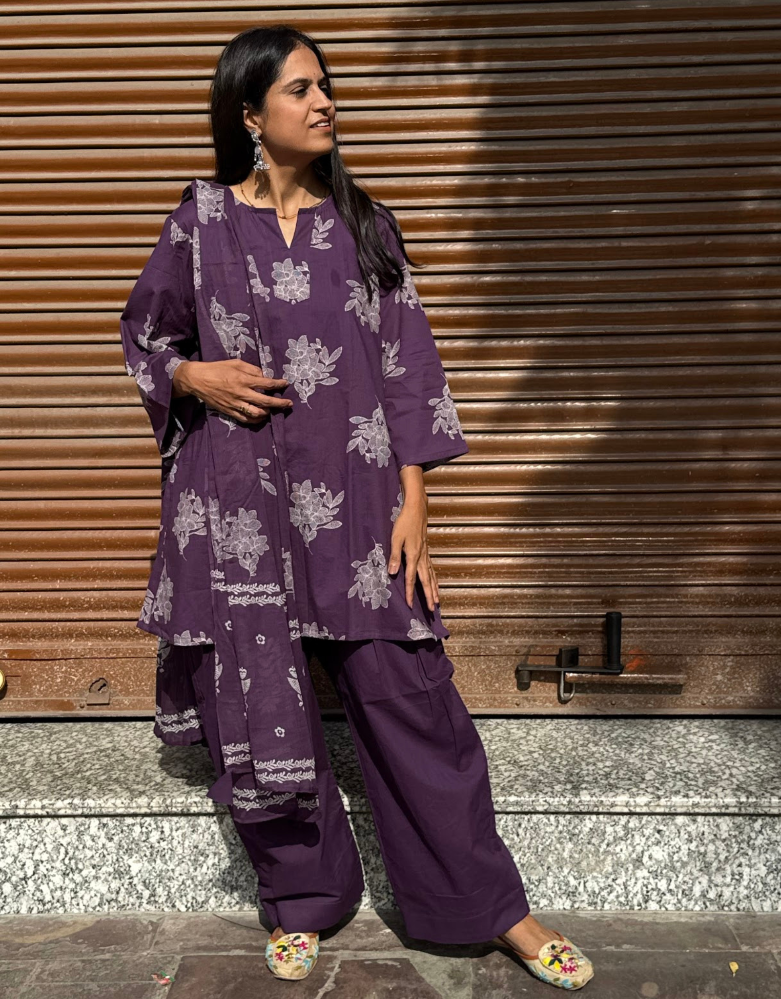 Farshi Pure Cotton Salwar Suit - Purple