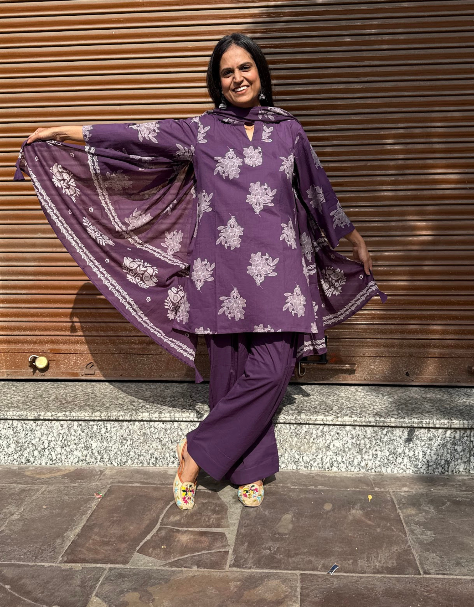 Farshi Pure Cotton Salwar Suit - Purple