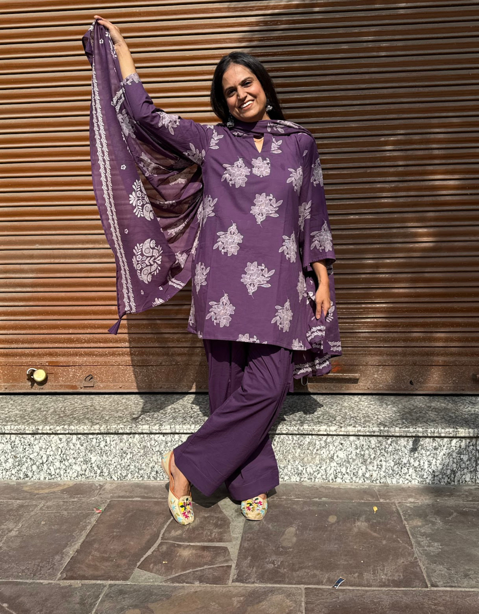 Farshi Pure Cotton Salwar Suit - Purple