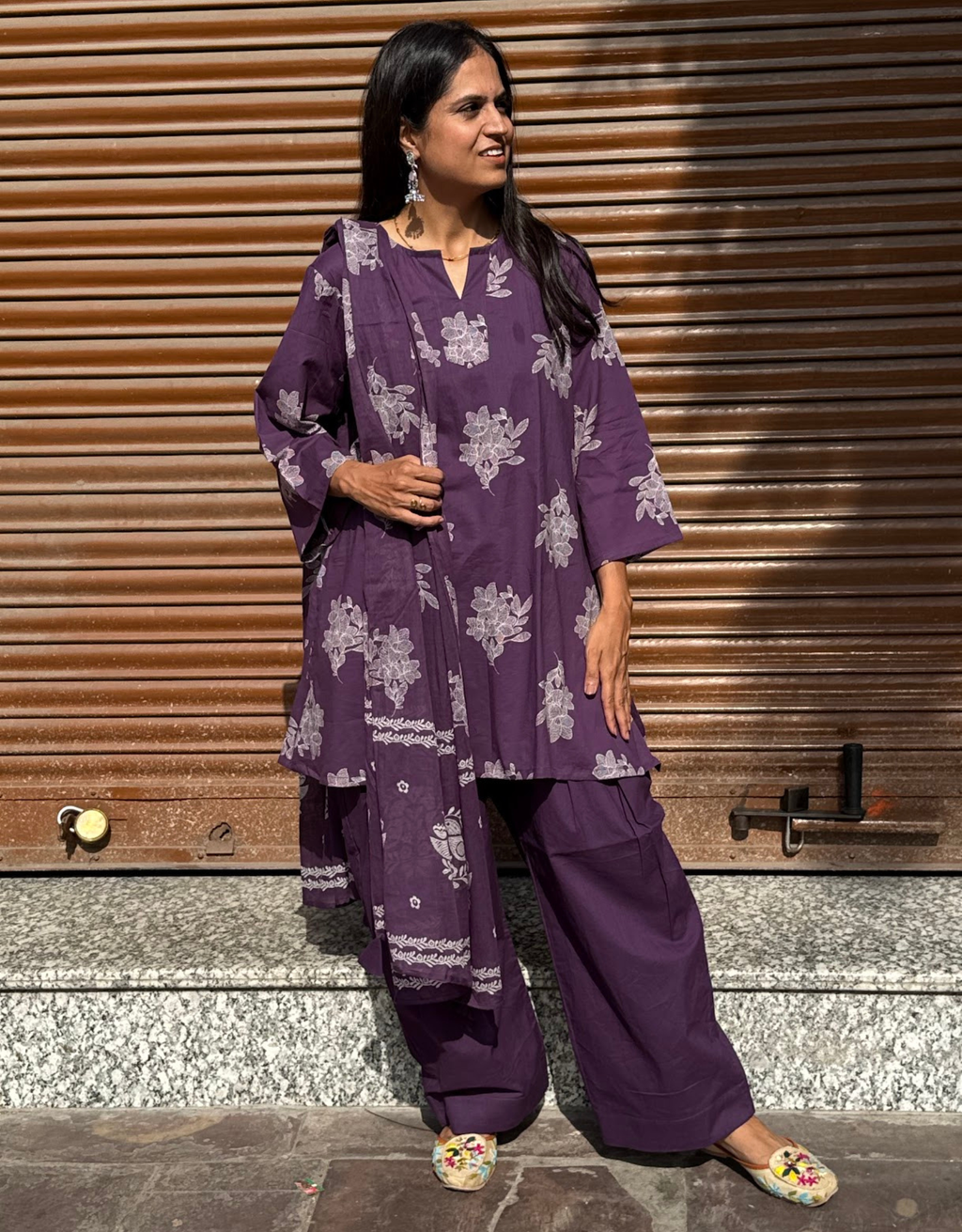 Farshi Pure Cotton Salwar Suit - Purple