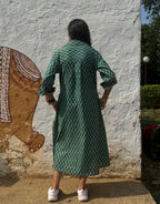 Green Butti Cotton Regular Fit Dress