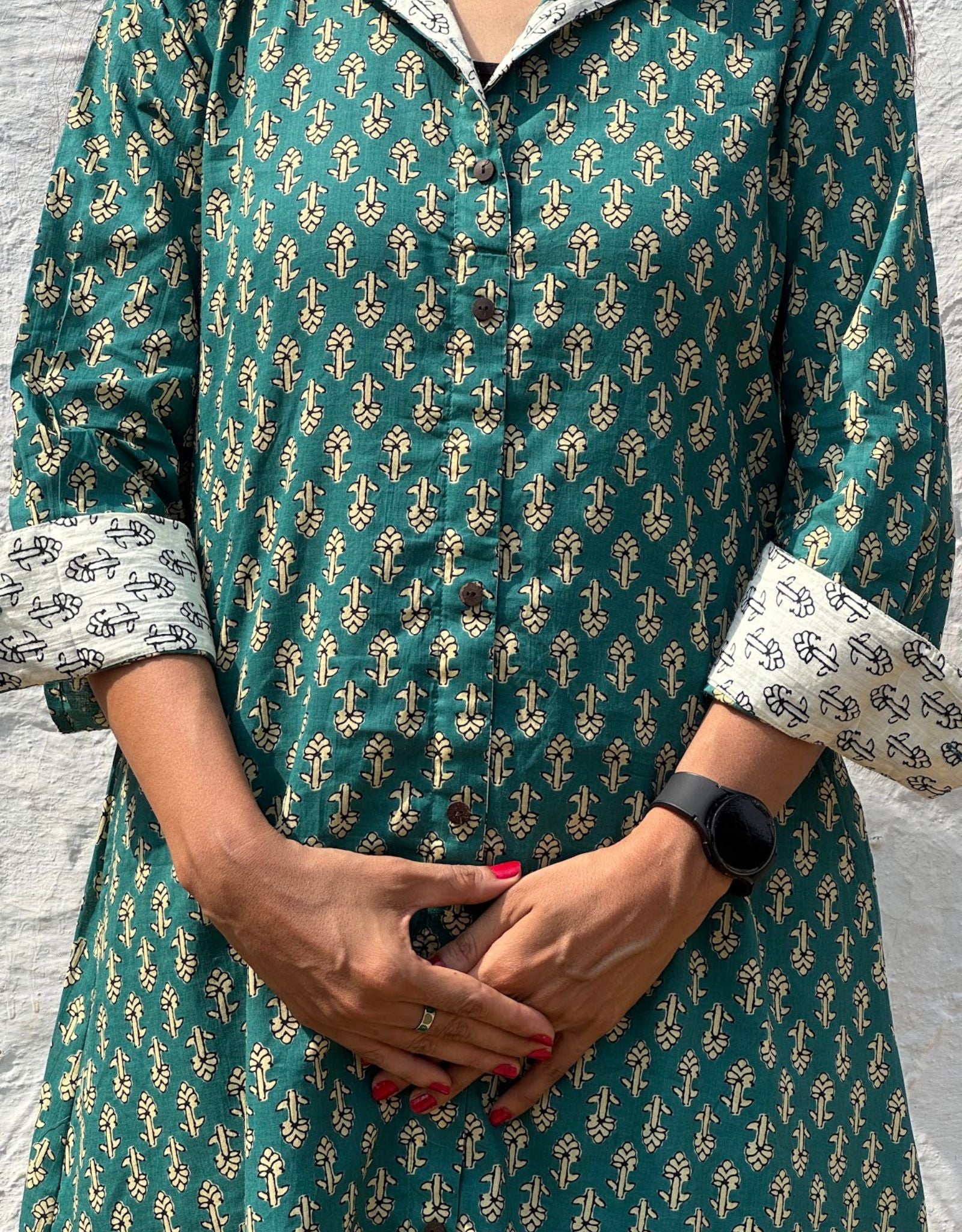 Green Butti Cotton Regular Fit Dress