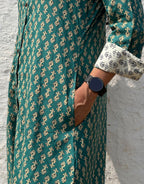 Green Butti Cotton Regular Fit Dress