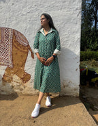 Green Butti Cotton Regular Fit Dress