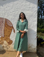 Green Butti Cotton Regular Fit Dress