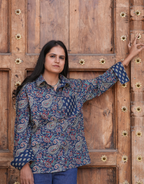 Indigo Paisley Cotton Oversized Shirt