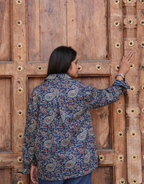 Indigo Paisley Cotton Oversized Shirt