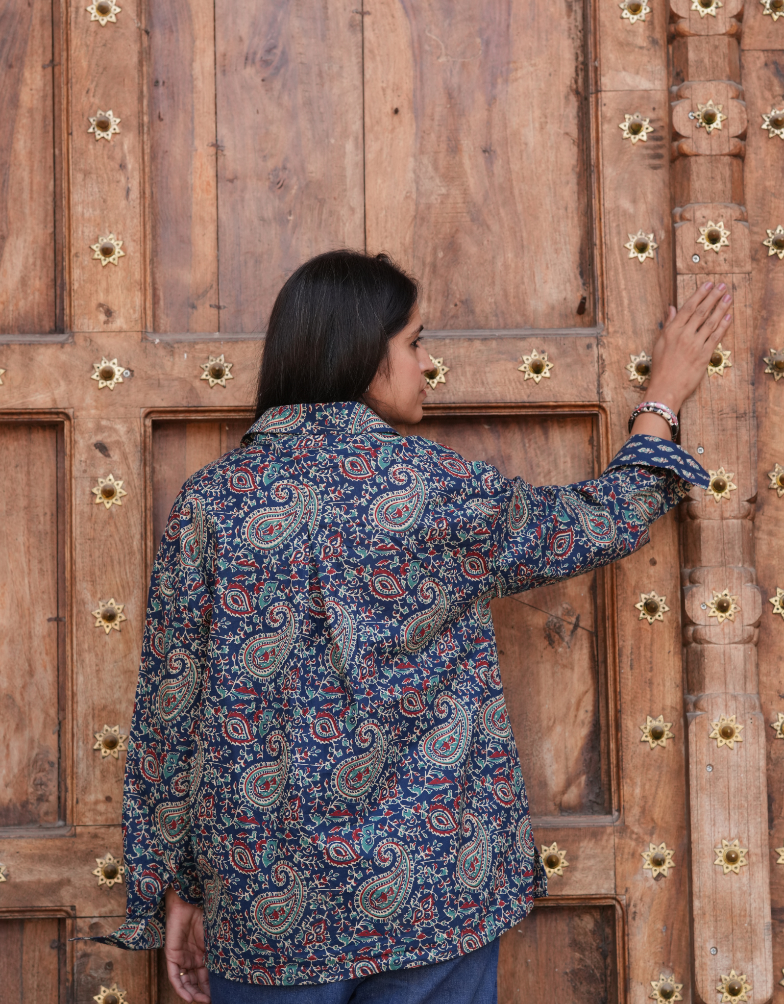 Indigo Paisley Cotton Oversized Shirt