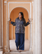 Indigo Paisley Cotton Oversized Shirt