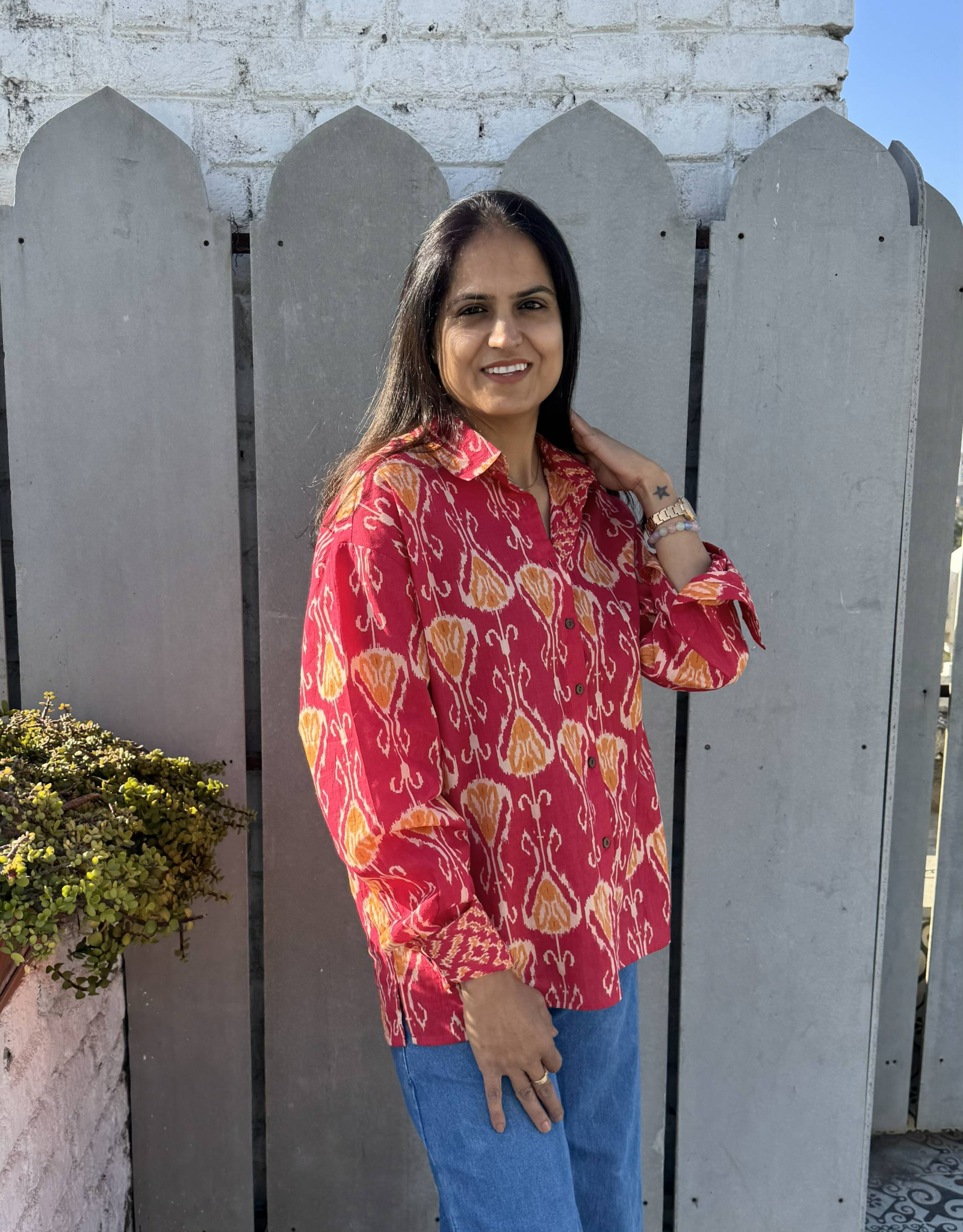 Jaipur Ikat Cotton Oversized Shirt Without Pocket