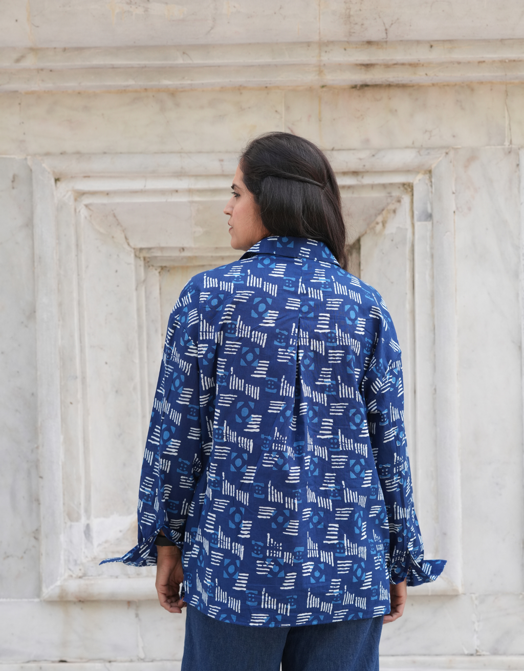 Jodhpur Dabu Abstract Cotton Oversized Shirt
