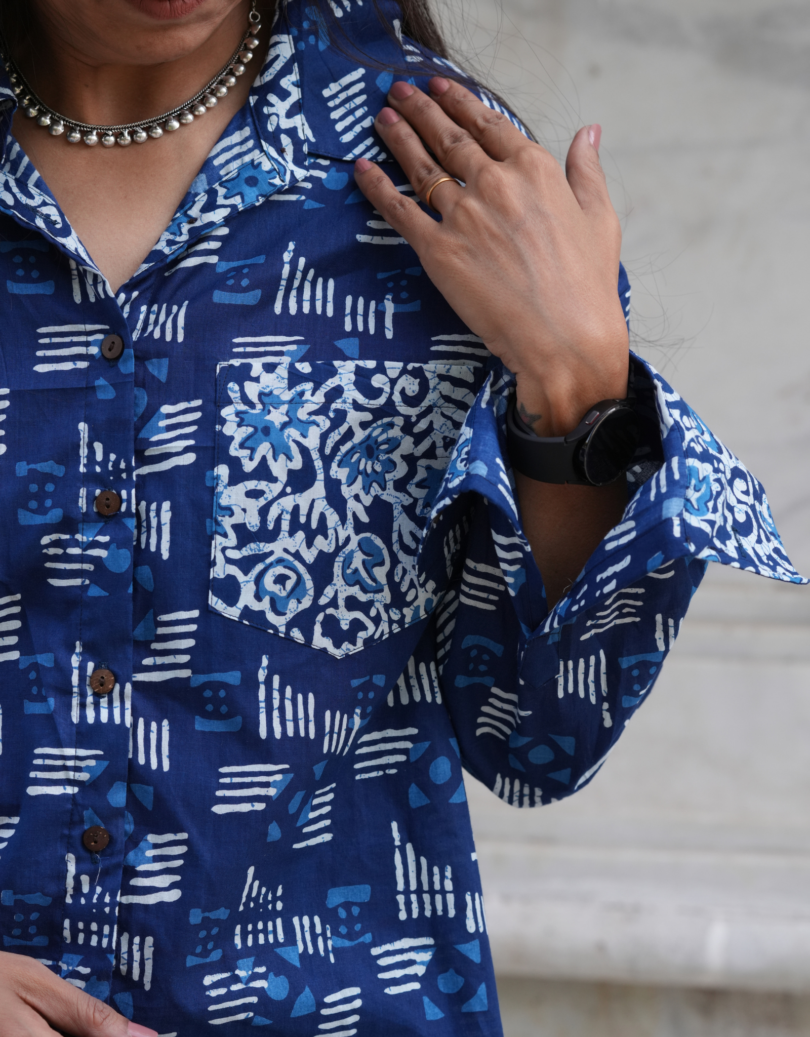 Jodhpur Dabu Abstract Cotton Oversized Shirt