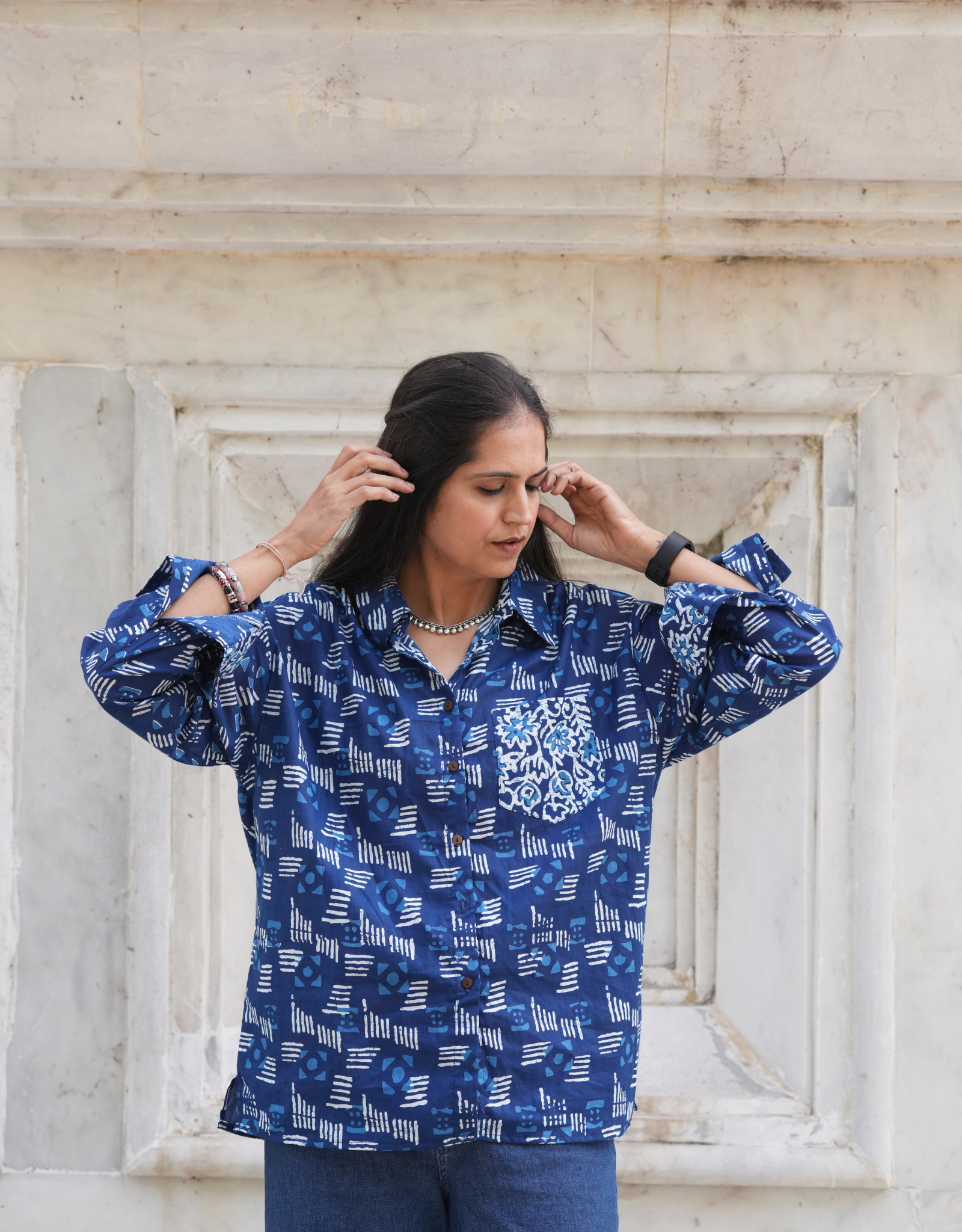 Jodhpur Dabu Abstract Cotton Oversized Shirt