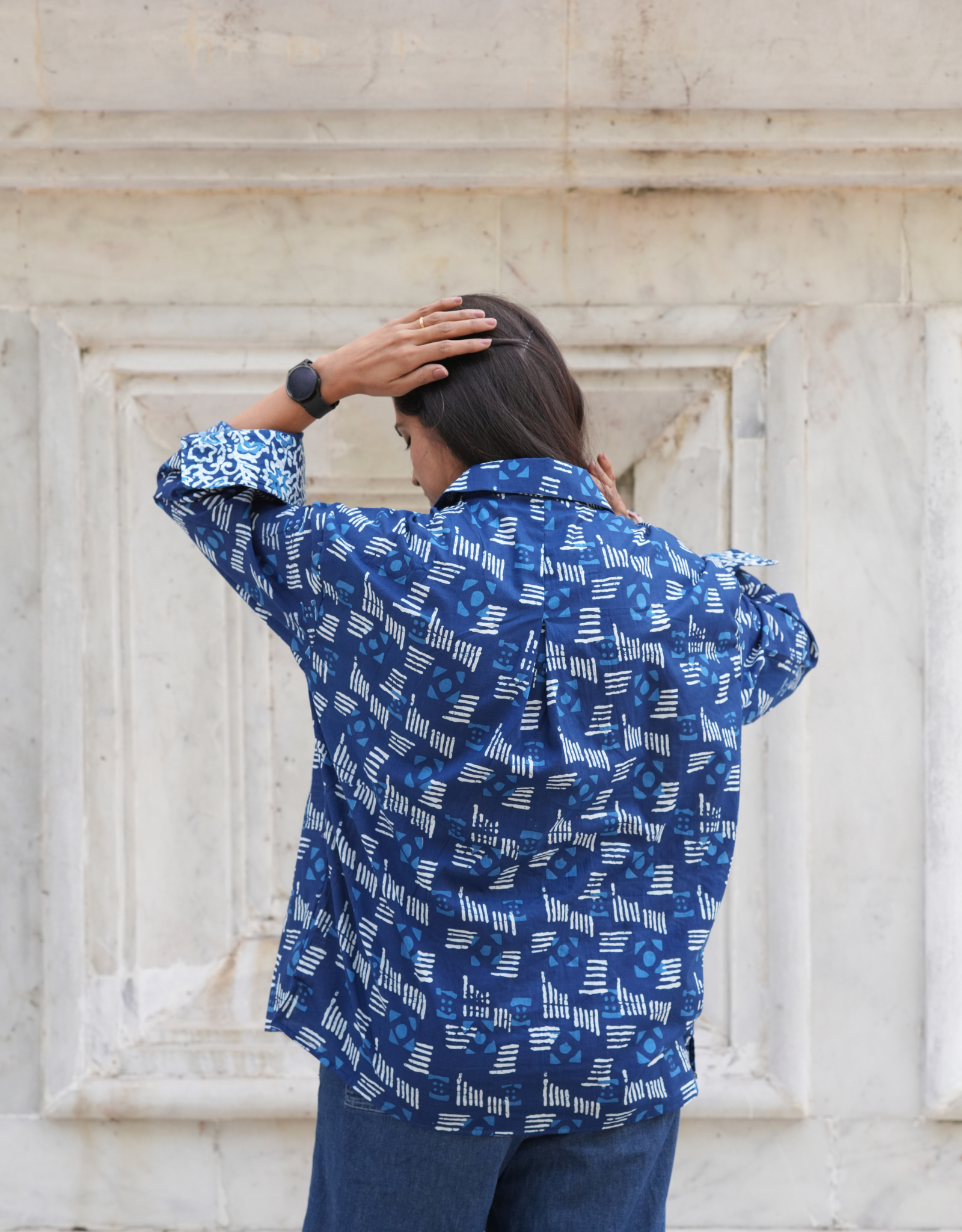 Jodhpur Dabu Abstract Cotton Oversized Shirt