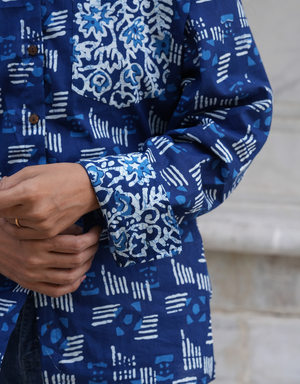 Jodhpur Dabu Abstract Cotton Oversized Shirt
