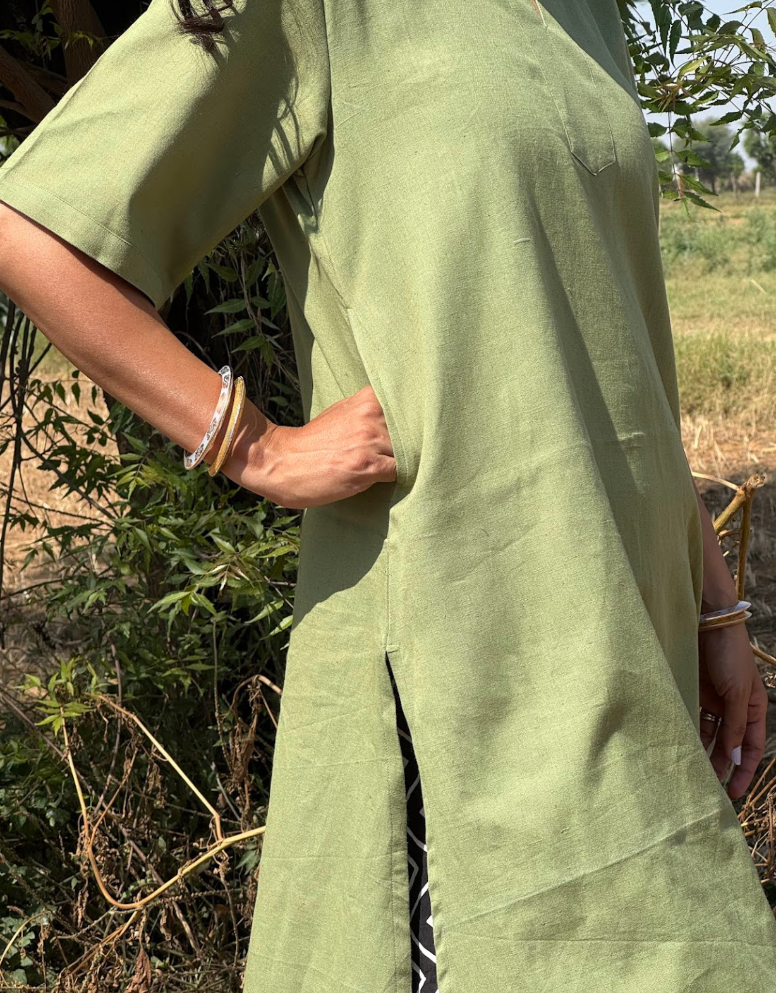 Light Green - Black Culotte Cotton Flex Co-Ord Set