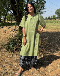 Light Green - Black Culotte Cotton Flex Co-Ord Set