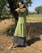 Light Green - Black Culotte Cotton Flex Co-Ord Set