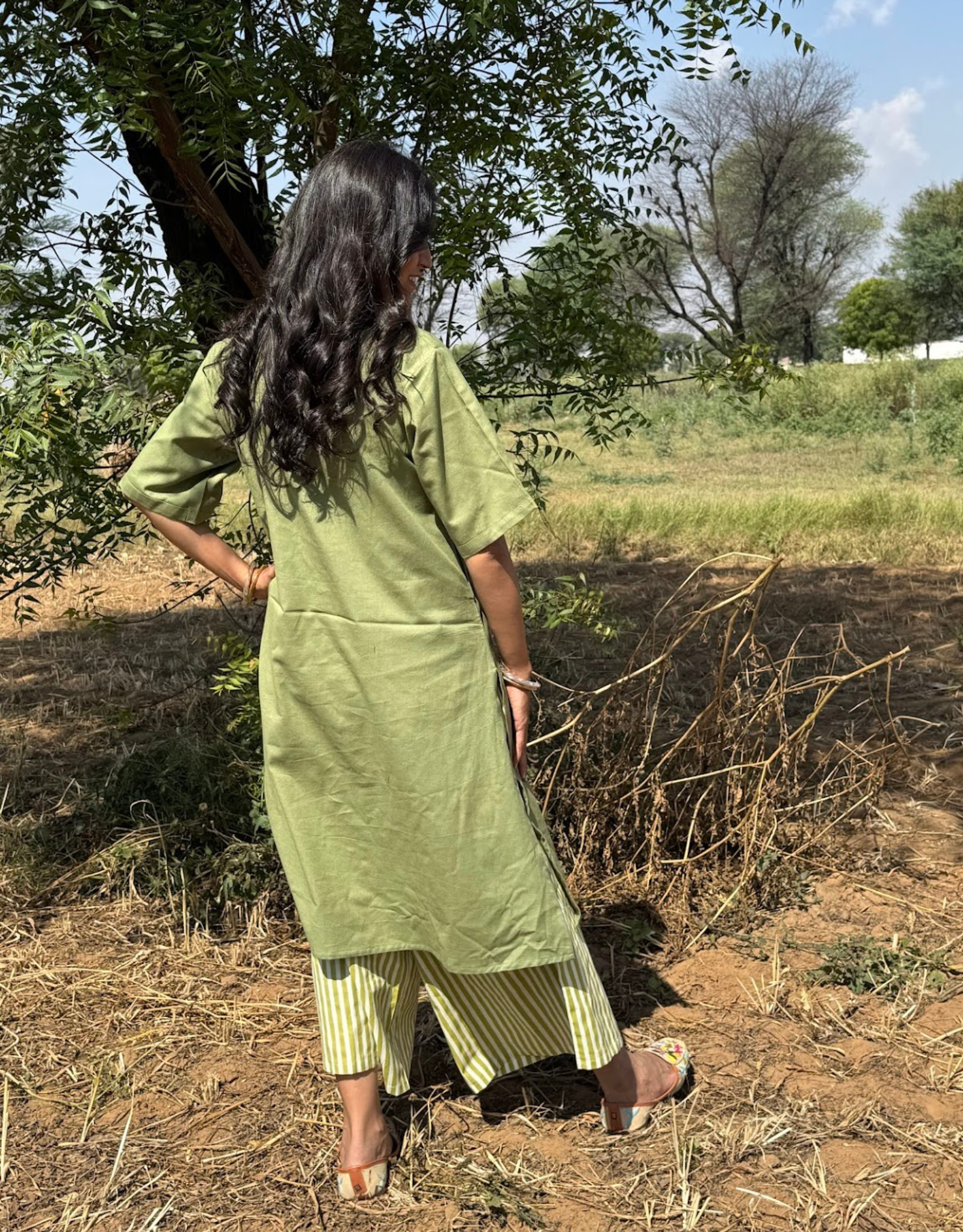 Light Green Culotte Cotton Flex Co-Ord Set