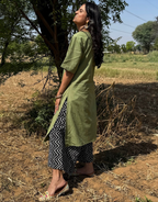 Light Green - Black Culotte Cotton Flex Co-Ord Set