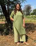Light Green Culotte Cotton Flex Co-Ord Set | Designed for Curves, Up to 6XL
