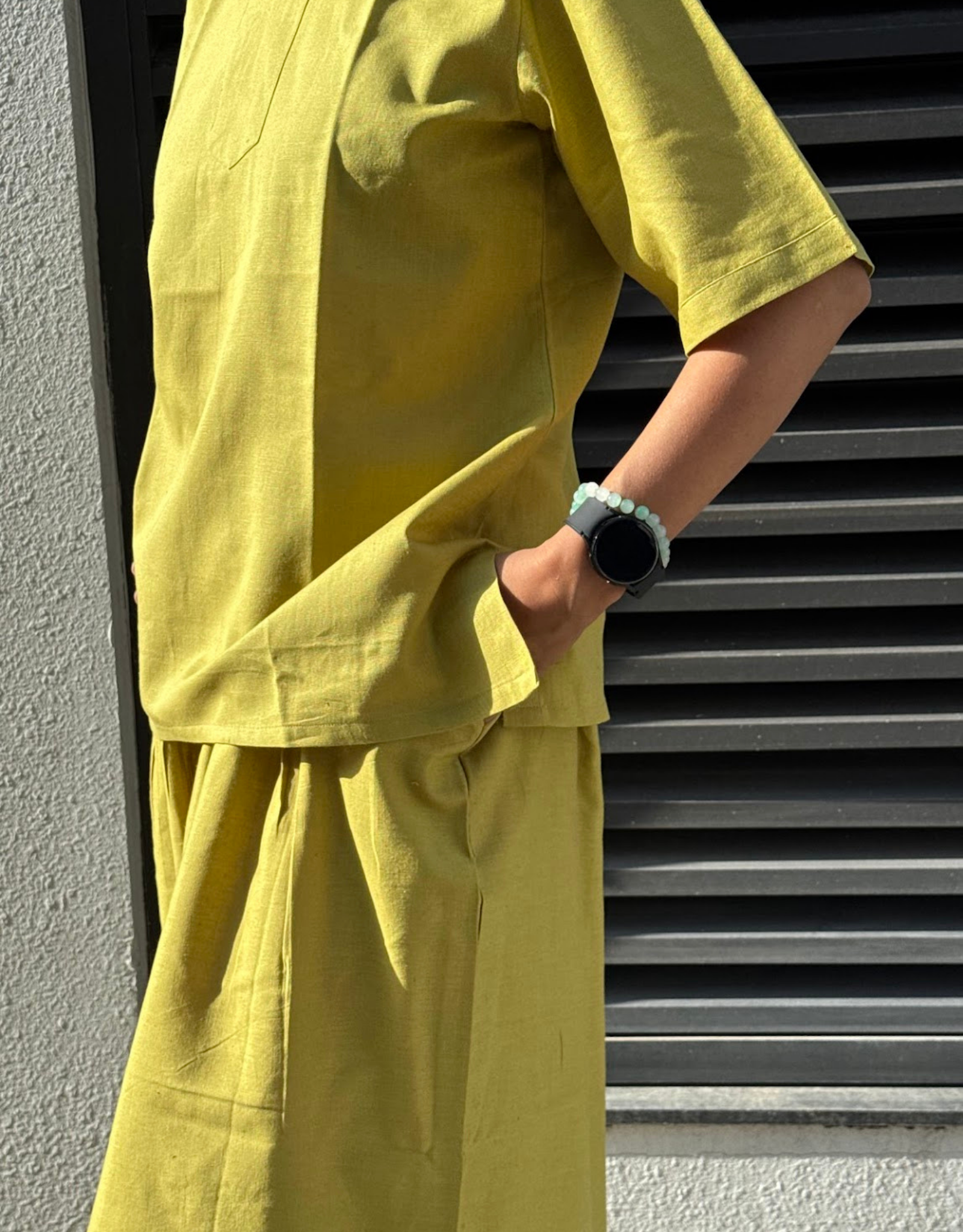 Lime Green Short Culotte Cotton Flex Co-Ord Set