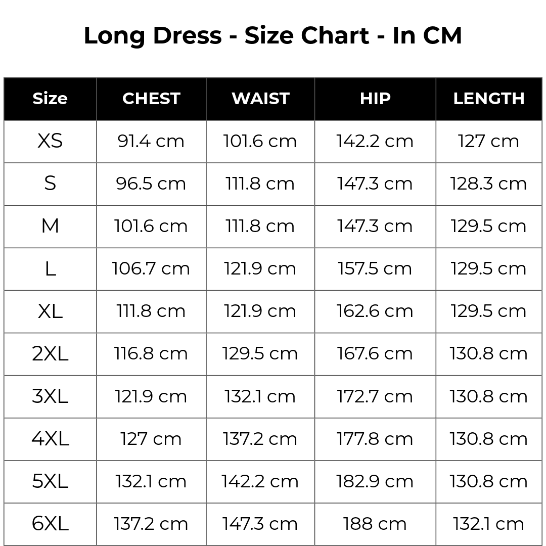 Size chart cm