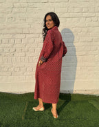 Maroon Butti Cotton Regular Fit Dress