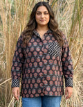 Black Gulmohar Cotton Oversized Shirt | Designed for Curves, Up to 6XL