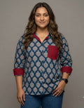 Ajarkh Patta Butti Cotton Oversized Shirt | Designed for Curves, Up to 6XL
