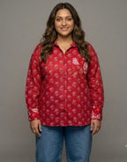 Red Gulmohar Cotton Oversized Shirt | Designed for Curves, Up to 6XL