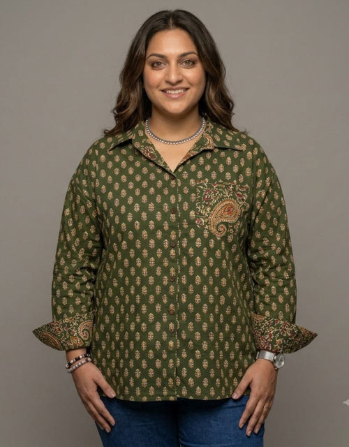 Bangalore Garden Butti Cotton Oversized Shirt | Designed for Curves, Up to 6XL