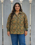 Bangalore Garden Paisley Cotton Oversized Shirt Without Pocket | Designed for Curves, Up to 6XL