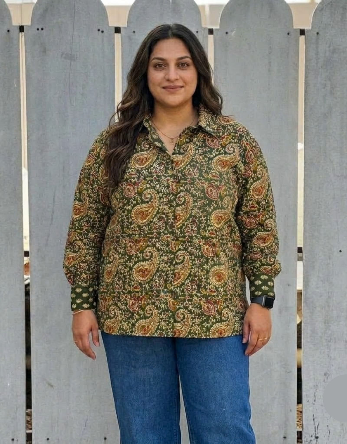 Bangalore Garden Paisley Cotton Oversized Shirt Without Pocket | Designed for Curves, Up to 6XL