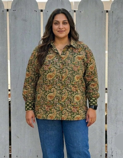 Bangalore Garden Paisley Cotton Oversized Shirt Without Pocket | Designed for Curves, Up to 6XL