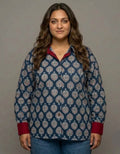Ajarkh Patta Butti Cotton Oversized Shirt Without Pocket | Designed for Curves, Up to 6XL