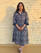 Indigo Paisley Cotton Regular Fit Dress | Designed for Curves, Up to 6XL