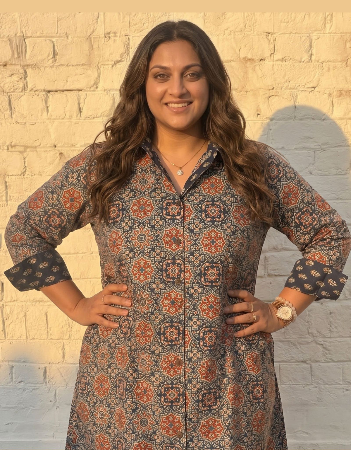 Ajarakh Mandala Cotton Regular Fit Dress | Designed for Curves, Up to 6XL