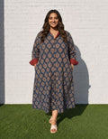 Ajarakh Patta Butti Cotton Regular Fit Dress | Designed for Curves, Up to 6XL