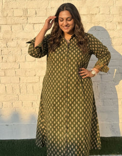 Banglore Garden Butti Cotton Regular Fit Dress | Designed for Curves, Up to 6XL