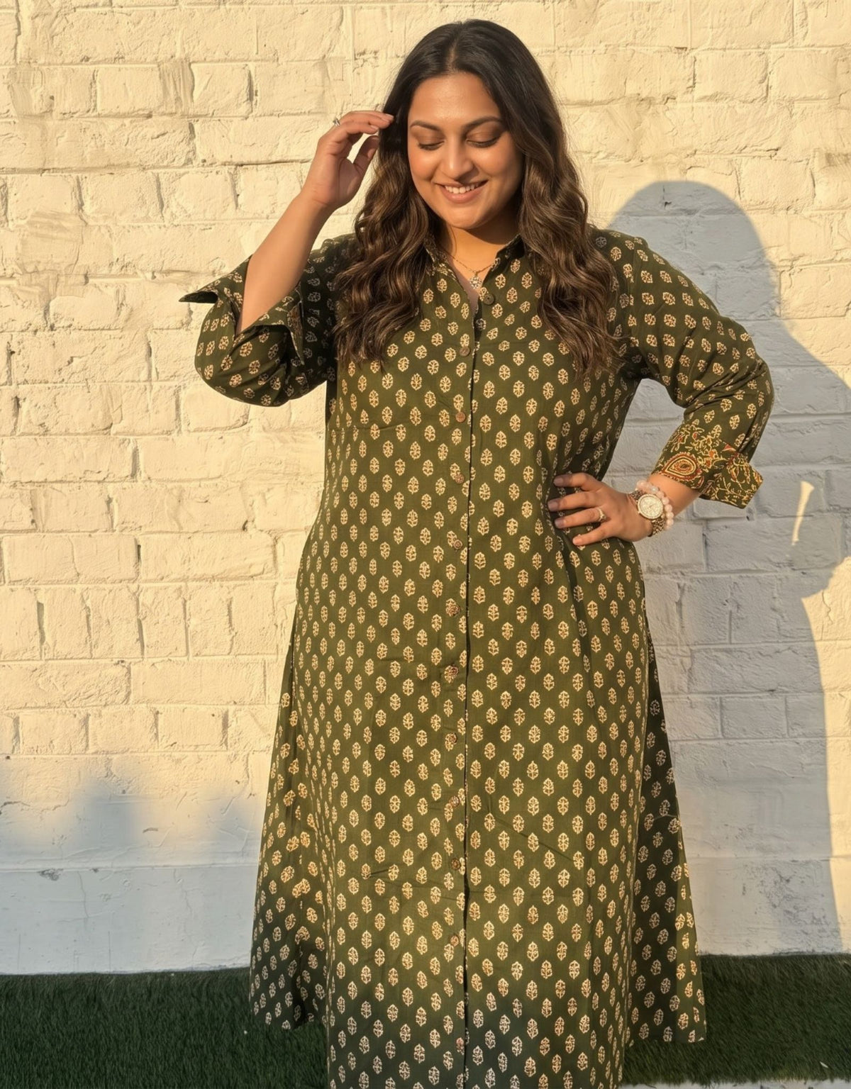 Banglore Garden Butti Cotton Regular Fit Dress | Designed for Curves, Up to 6XL