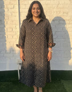 Black Zigzag Cotton Regular Fit Dress | Designed for Curves, Up to 6XL