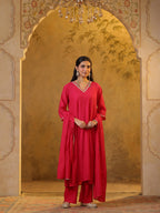 Festive MulChanderi Kurta Set with Dupatta - Raani