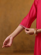 Festive MulChanderi Kurta Set with Dupatta - Raani