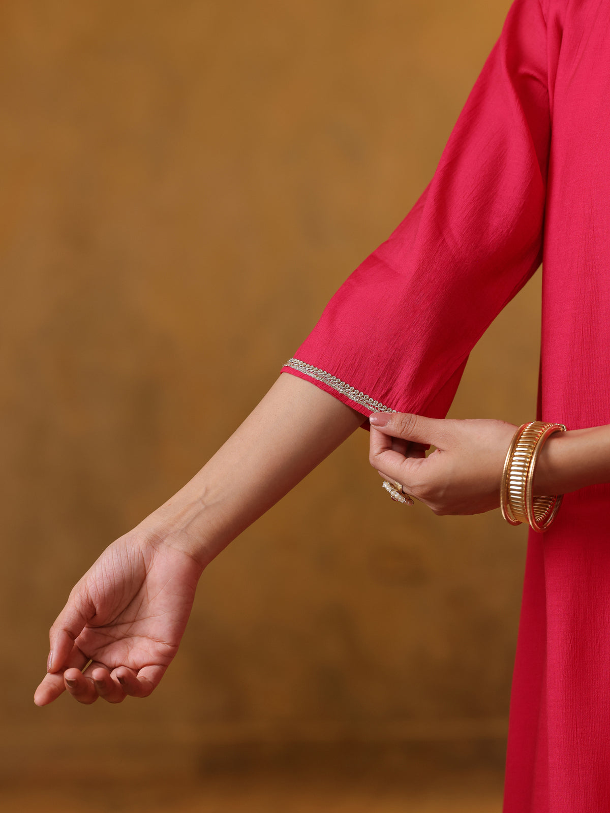 Festive MulChanderi Kurta Set with Dupatta - Raani