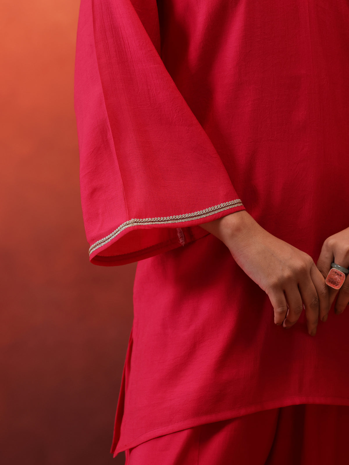 MulChanderi Short Kurta With Balloon Pant - Raani